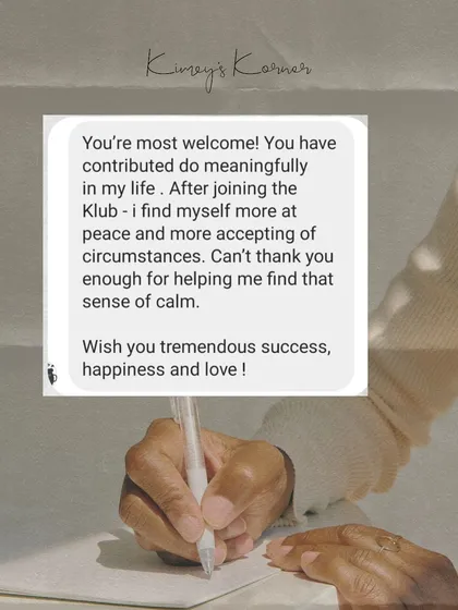 A review from a journaling bootcamp participant who found a sense of calm and acceptance through our 20-minute daily sessions.