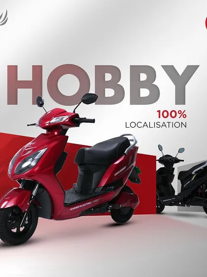 A campaign graphic for the SES Hobby scooter, compositing multiple shots we took to create a dynamic marketing visual.