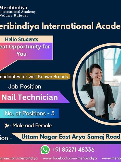 Another placement opportunity for our certified nail technicians in the bustling area of Uttam Nagar East, Delhi. We actively connect you with employers.