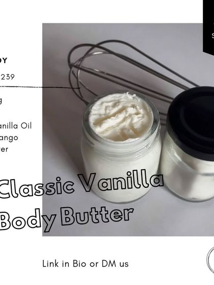 My 'Classic Vanilla' Body Butter is a winter special but loved all year round. It's whipped with Mango Butter and Vanilla Oil for a rich, creamy texture that deeply moisturizes dry skin without feeling greasy.