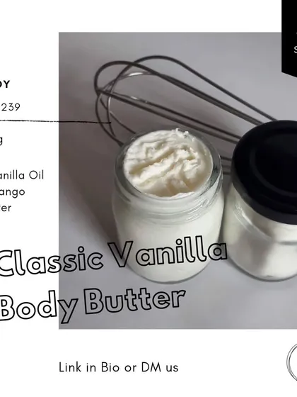 My Classic Vanilla Body Butter, a winter special made with rich Mango Butter and fragrant Vanilla Oil.