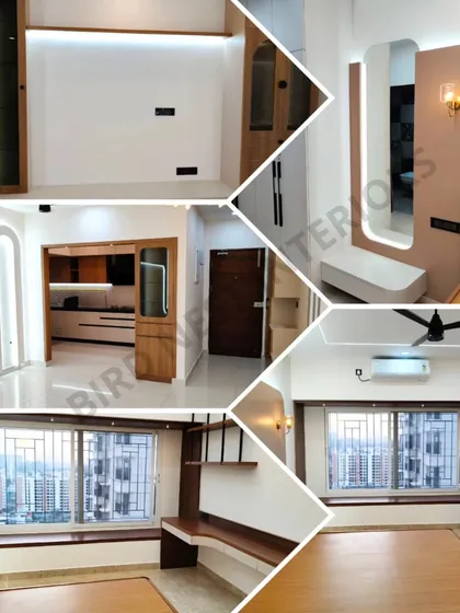 This project collage highlights our expertise in designing for modern apartments. You can see how we use custom woodwork, ambient lighting, and thoughtful layouts to create functional spaces like a window-side study bench and a stylish bedroom vanity.
