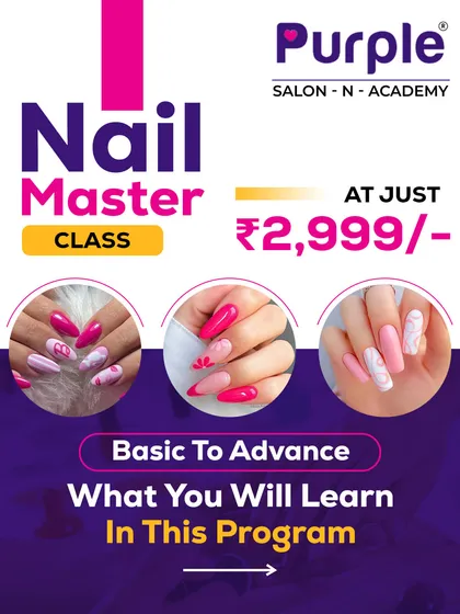 Our Nail Master Class is the perfect way to turn your passion into a profession. This poster highlights our affordable, all-inclusive program that covers everything you need to know to become a nail artist.