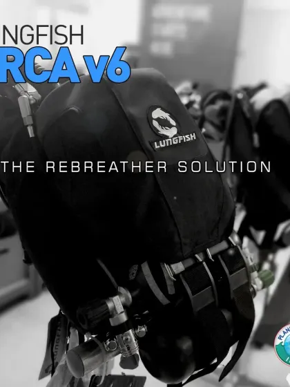 This is the complete Lungfish Orca v6 Rebreather system, ready for a mission. This setup showcases the pinnacle of closed-circuit rebreather technology, designed for silent, extended-duration dives with maximum efficiency and reliability.