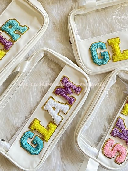 There's no such thing as too many organizers. These clear pouches are personalized with colorful "GLAM" and "SKIN" patches, making them both pretty and practical.