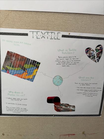 A powerful visual presentation by students on the problem of textile pollution. They researched the causes and effects, demonstrating a deep understanding of why this issue matters for our planet.