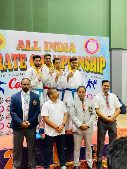 Another victory podium shot from the National Karate Championship in Dehradun, with our students and officials.