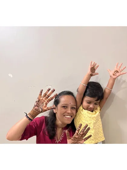 My favorite little client posing with her Diwali mehendi. It brings me so much joy to see the happiness on their faces.