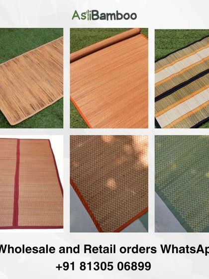 A collage displaying our range of natural fiber mats, suitable for yoga, gym workouts, or general home use. Available in various colors and patterns, these mats are a durable and eco-friendly choice for your fitness routine.