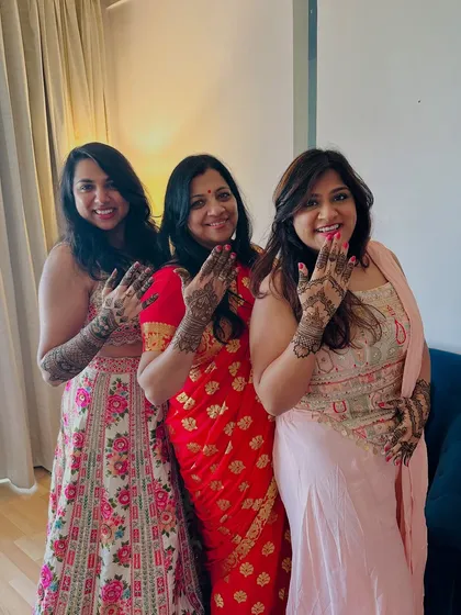 Mehndi for the whole family. It's always a joy to adorn the hands of the bride's mother, sisters, and friends during the celebration.