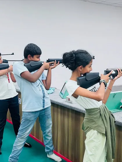 A group of young shooters from Carmel Academy learn the fundamentals of air rifle shooting. We focus on teaching the correct posture, aiming techniques, and safety protocols in a structured and encouraging group setting.