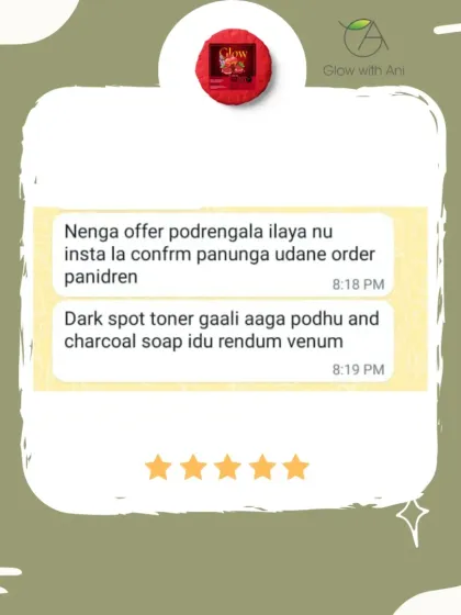 My customers know to look out for offers on Insta! This repeat customer needed to restock her Dark Spot Toner and Charcoal Soap.