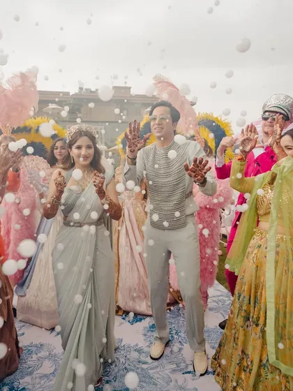A fun, bubble-filled entry into their 'Carnival of Love'. We love creating these playful and memorable moments.