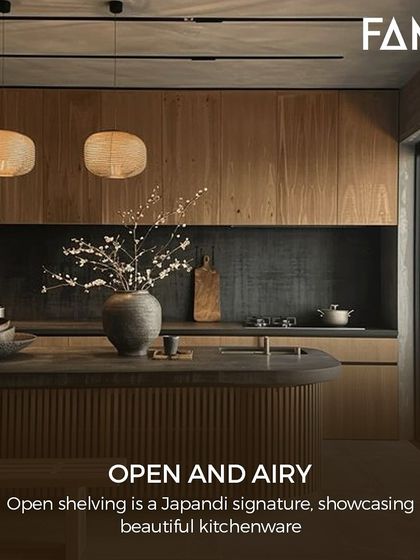 A signature of Japandi design is open and airy shelving. This allows for the display of beautiful kitchenware, adding a personal and decorative touch to the minimalist aesthetic.