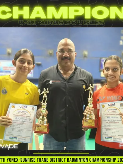 Aditi Gawade and Isha Patil, the U-19 Girls Doubles champions at the district tournament.