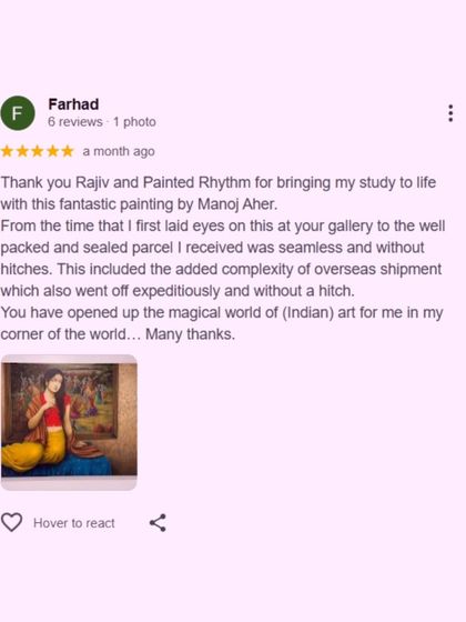 A review from an overseas client thanking us for bringing the magical world of Indian art to their corner of the world.