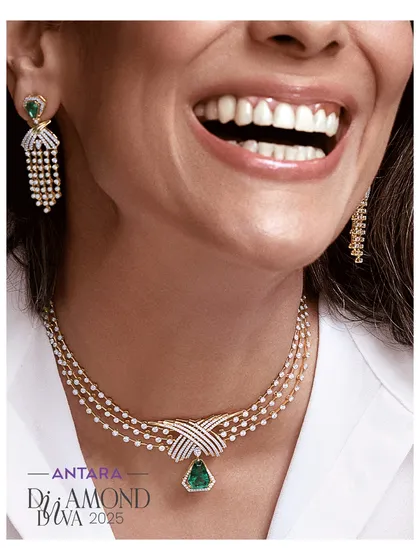 Her loudest victory was the day she said, ‘I’m proud of me.’ This layered diamond and emerald necklace is a beautiful way to mark that moment of self-recognition.