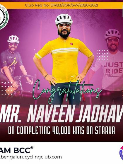 Congratulations to Mr. Naveen Jadhav on completing 40,000 kms on Strava. An incredible achievement built on dedication.