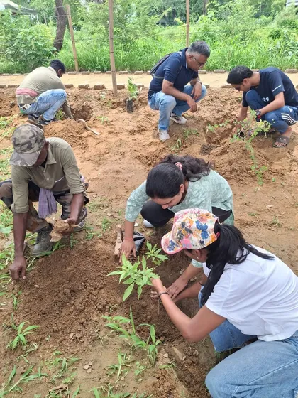 "Planting for my sake, my community, and the world." Volunteers from Infoglen work alongside our team to plant 70 native Aravali saplings, kicking off the planting season with purpose.