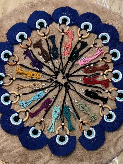 My evil eye car charms are super popular, especially for bulk orders and gifting! Each one is knotted by hand to bring good vibes to your journey. 🧿