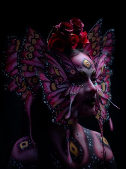 An incredible butterfly-inspired fantasy look, using body paint and custom-made wings to transform the model.