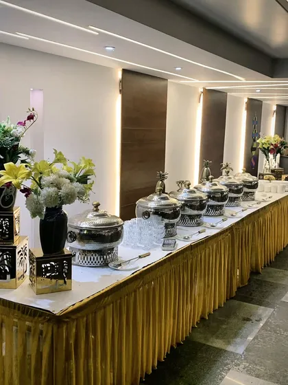 A classic gold and white theme for a party of 50 in DLF Phase 1. This clean and elegant setup is versatile and works beautifully for both corporate and private events.