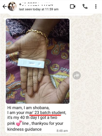 Another positive test from a student in my March batch. This simple "two pink lines" message carries so much happiness.