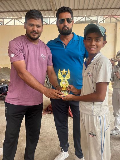Ishant Jha receiving his second back-to-back Man of the Match award.
