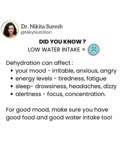 Did you know that low water intake can seriously affect your mood, energy, and sleep? Often, when you think you're hungry, you might just be dehydrated.