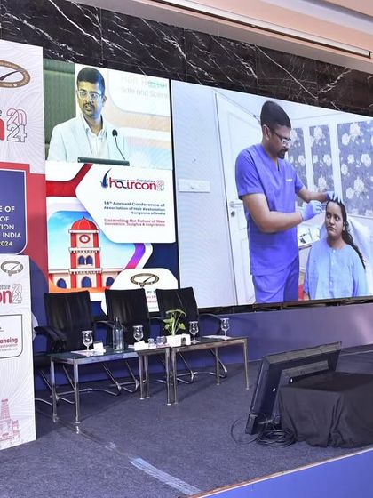 Presenting my work on female hair transplant during a lecture at HAIRCON 2024. Visual case studies are one of the best ways to teach surgical techniques.