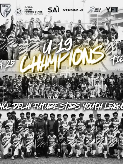 Making history. Our U-19 squad after winning the first-ever HCL Delhi Future Stars Youth League Tier 2, earning a promotion to Tier 1.