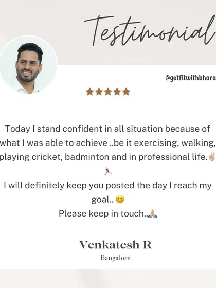 Venkatesh highlights how his newfound fitness gave him the confidence to play cricket and badminton again. The goal is always to improve your quality of life.