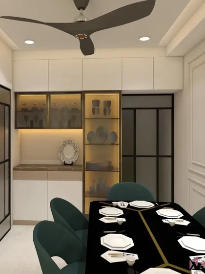 3D visualization is a key part of my design process. This 3D render shows a dining area I designed, allowing the client to see exactly how the space will look with the custom crockery unit, lighting, and furniture before any work begins.