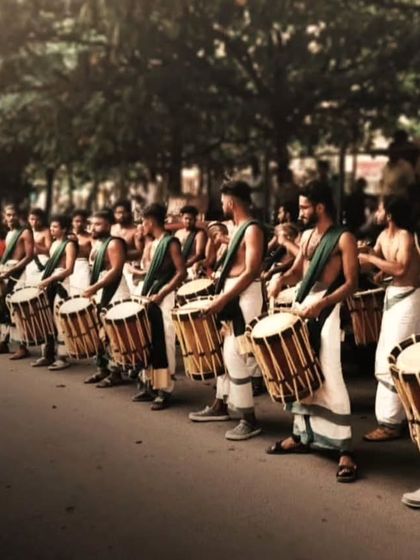 Lined up and ready for a street procession. There's a unique power in moving forward together, beat by beat.