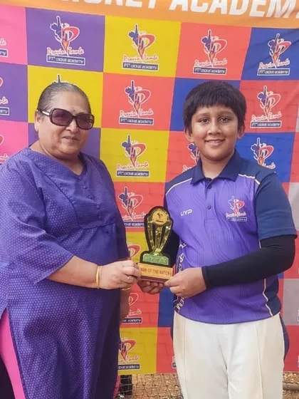 Devam Gala is awarded Man of the Final for his match-winning performance in the U-12 PTPL championship game.
