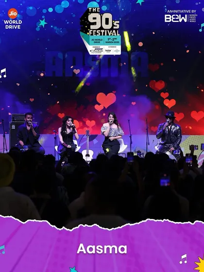 A romantic moment during our set, with hearts on the screen behind us. Our setlist includes both fun dance numbers and soulful ballads from the Aasma album.