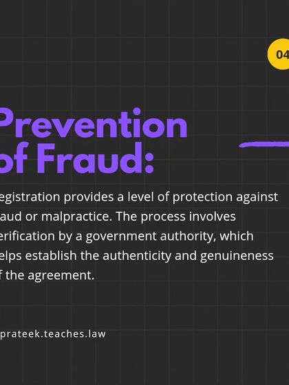 The registration process involves verification by a government authority, which helps establish the authenticity of the agreement and prevents fraud.