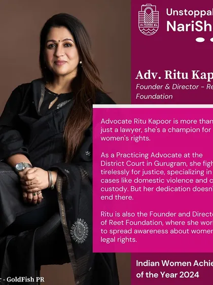 I am humbled to be recognized as an 'Unstoppable NariShakti' for my work in fighting for women's rights. This acknowledgment fuels my dedication to providing legal assistance in cases of domestic violence and child custody.