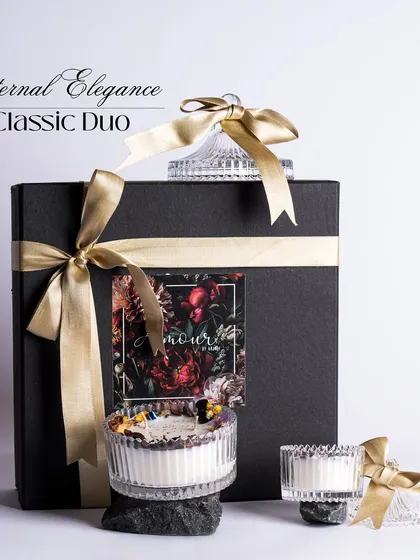 The 'Eternal Elegance: Classic Duo' gift box. This is a perfect example of the luxury and charm I bring to my corporate and wedding gifting solutions.