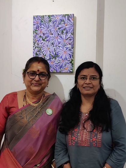 My "Purple Haze" painting of Aster flowers, which was sold at an exhibition. It's always a joy to connect with fellow artists and art lovers.