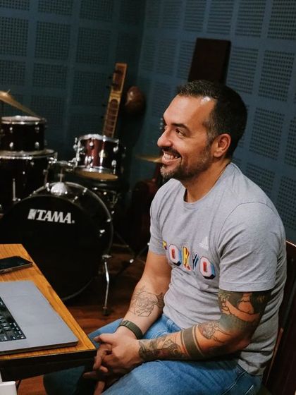 A candid shot of the team during the Jacob Collier session. The energy in the room was electric, and it was a privilege to witness this level of creativity.