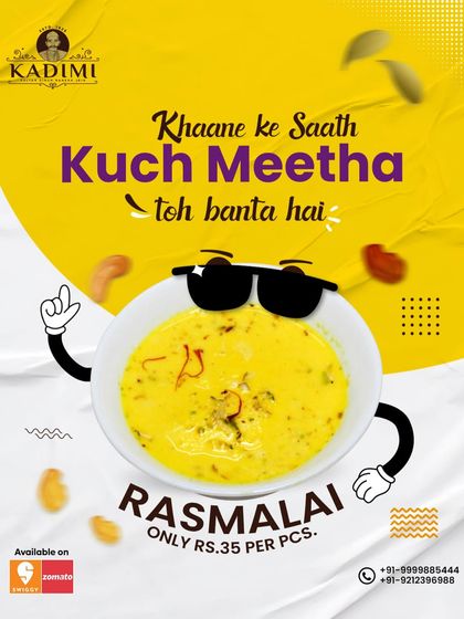 Khaane ke saath kuch meetha toh banta hai! Our Rasmalai is a light and refreshing dessert, perfect for any time.