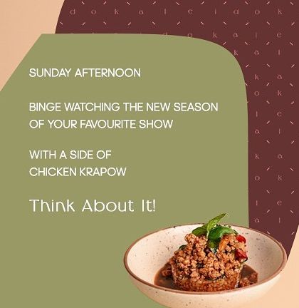 Picture this for your Sunday binge: a comforting bowl of my Chicken Krapow. This flavorful minced chicken and basil dish is the perfect companion for your favorite show.