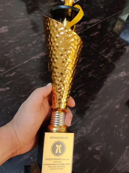 The trophy for being the 2nd Runner Up Strong Man of India. Every competition is a chance to prove my strength against the best.