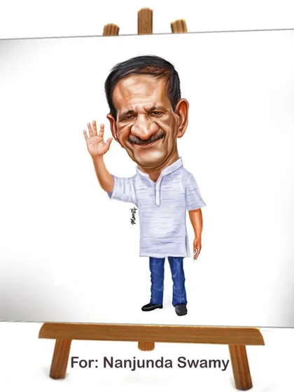 A caricature for fellow cartoonist, Nanjunda Swamy.