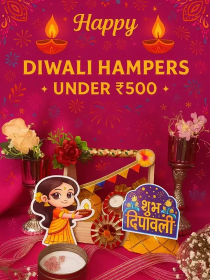 Happy Diwali Hampers under ₹500! This graphic showcases one of our cute and festive options that is perfect for bulk gifting without breaking the bank.