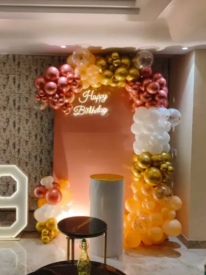 This is the same stylish 29th birthday setup, shown from a slightly different angle to highlight the full arrangement.