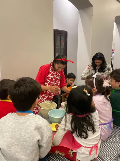 A full house for our Christmas baking class. I love teaching a group of enthusiastic kids how to whip up festive treats for the holidays.