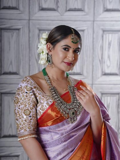 A closer look at the beautiful embroidery on the blouse. The mix of thread work and sequins gives it a subtle sparkle.