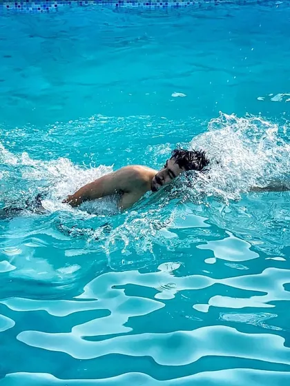 Recovery is a critical part of our program. Here, an athlete uses the swimming pool for a low-impact session to help muscles recover after a hard day of training.